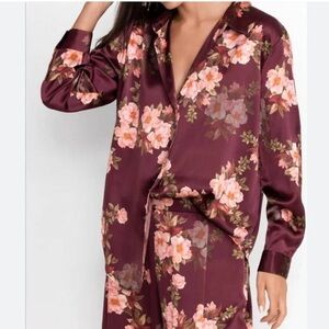 NWT Johnny Was Winonna Silk Floral Button Down Blouse Shirt Womens Small